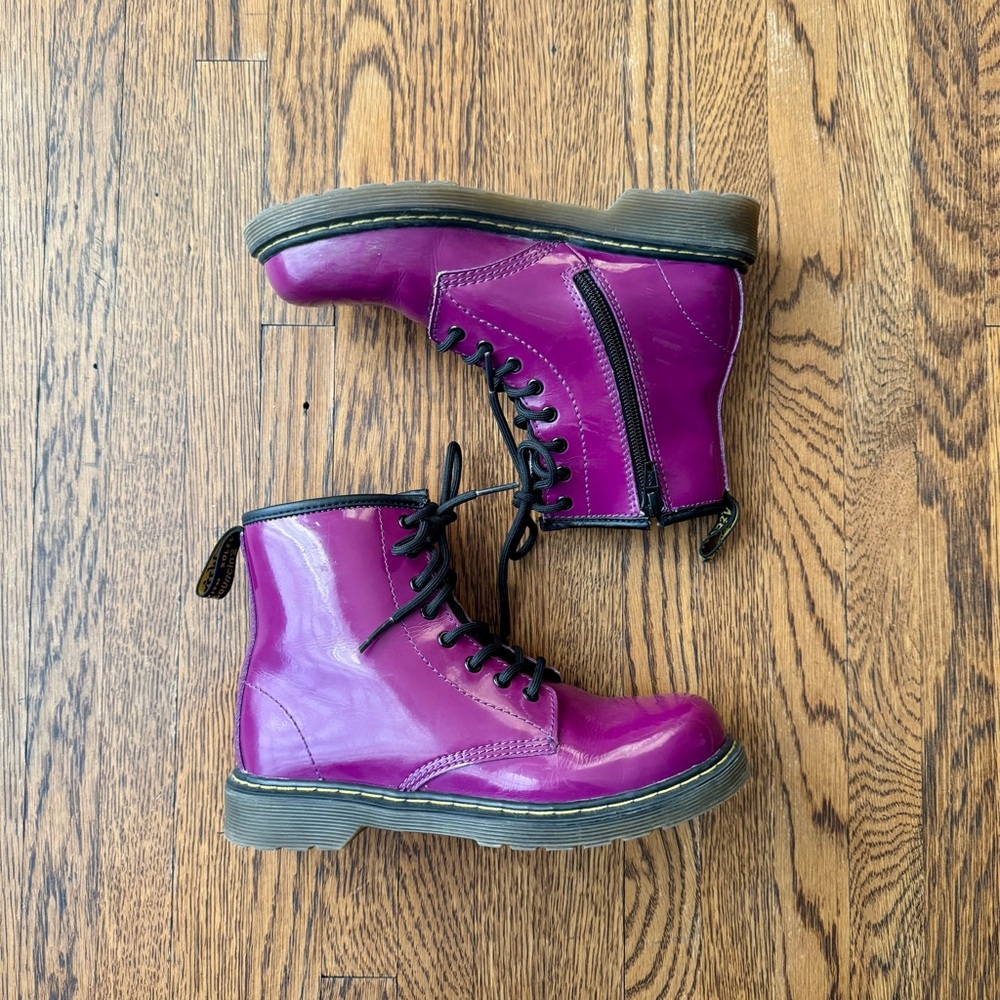 Dr. Martens Patent Leather Purple Combat Boots Kids Size 3